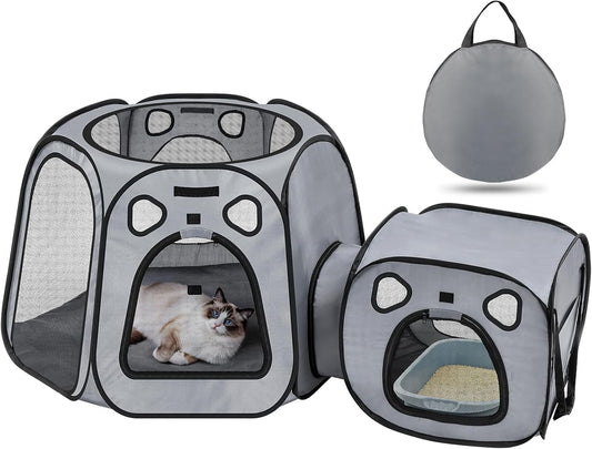 Portable Cat Playpen- Large Foldable Cat Tent for Indoor and Outdoor, Play Enclosure for Kittens and Small Dogs, Pet Houses & Condos & Cage