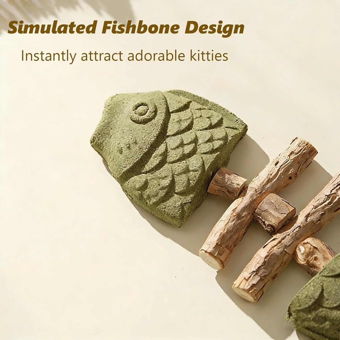 Purrident - Fix Cat Dental Health, Natural Dental Chew for Cats, Fishbone Shape Cat Teething Toy with Catnip, Durable Feline Tooth Care Tool for Indoor & Adult Cats (3PCS-D)