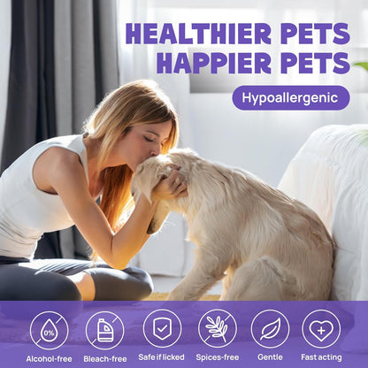 HICC PET Dogs Essential Clean & Care Kit - Pets Hot Spot Treatment & Itch Relief Spray + Cleaning Deodorizing Teeth and Body Wipes for Dogs and Cats - Great for Daily & Travel