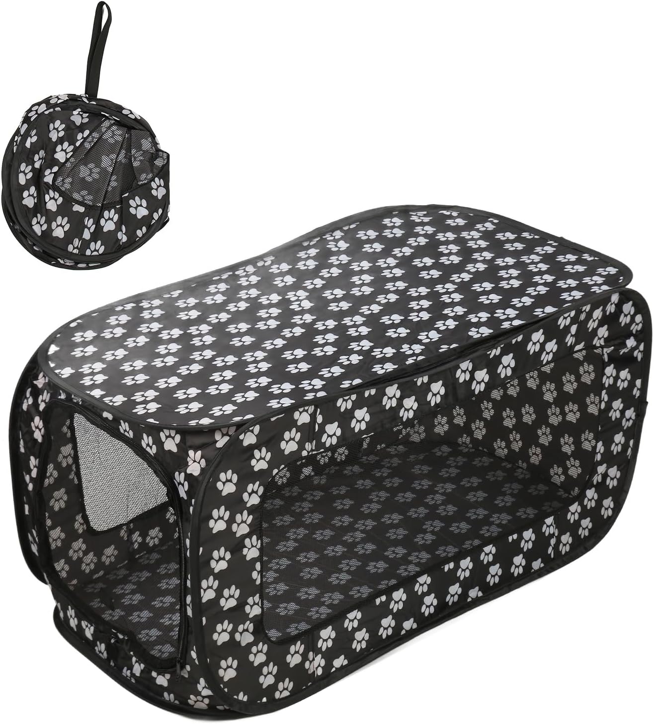 Foldable Dog Tent, Pop Up Rectangle Pet Playpen, Large Space Breathable Portable Car Seat Kennel for Dogs Cats, Durable Oxford Fabric with PVC Rubberized Mesh, Easy to Use Double Z