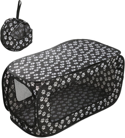 Foldable Dog Tent, Pop Up Rectangle Pet Playpen, Large Space Breathable Portable Car Seat Kennel for Dogs Cats, Durable Oxford Fabric with PVC Rubberized Mesh, Easy to Use Double Z