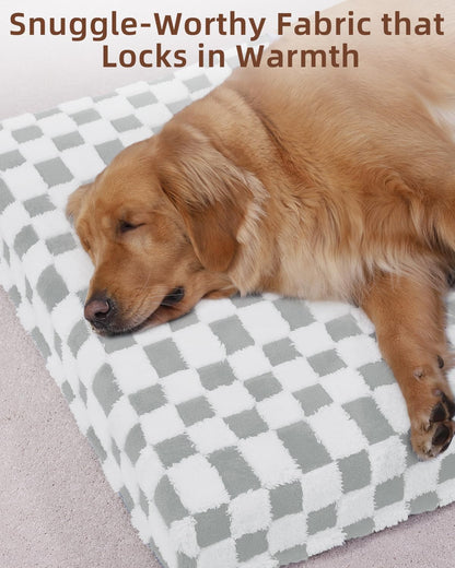 KSIIA Memory Foam Dog Bed Waterproof Large Dog Bed Orthopedic Crate Pad Supportive Crate Pads Soft Pet Mat for Large Pet Mats with Removable Washable Cover & Non-Slip Bottom, 44 x 32 Inch, Pink