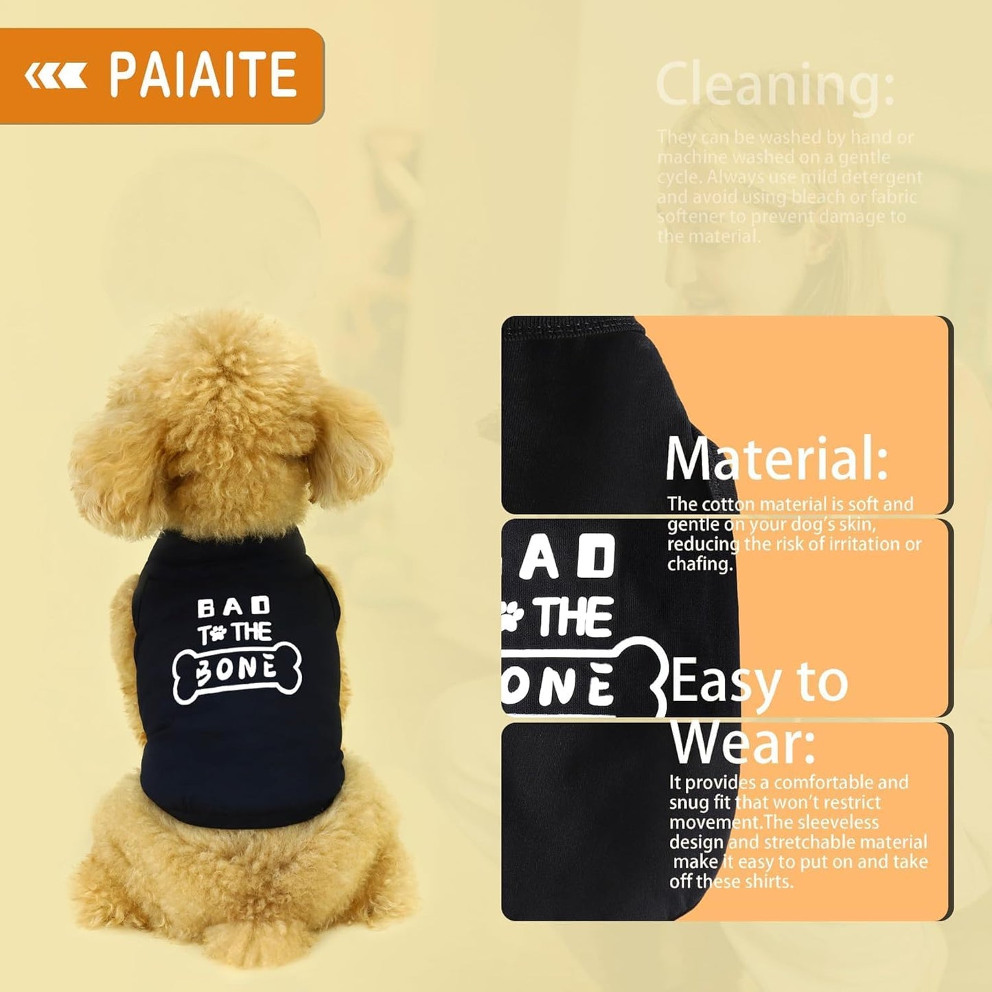 Discover Cozy Cotton Canine Wear: Soft, Lightweight, and Breathable Dog Shirt Vest with Eye-Catching Graphics(Bad to The Bone), Keeping Your Furry Friend Warm and Comfy! Grey M