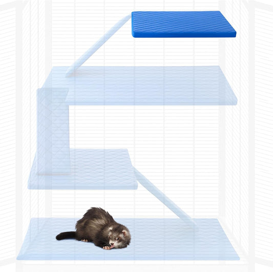1 Pcs Ferret Cage Liner Washable Ferret Pads Bedding Cage Accessories Kit for Small Animals Hamster Rats Chinchillas Hedgehogs Guinea,Stain-Resistant Material (Shelf Liner,Blue)