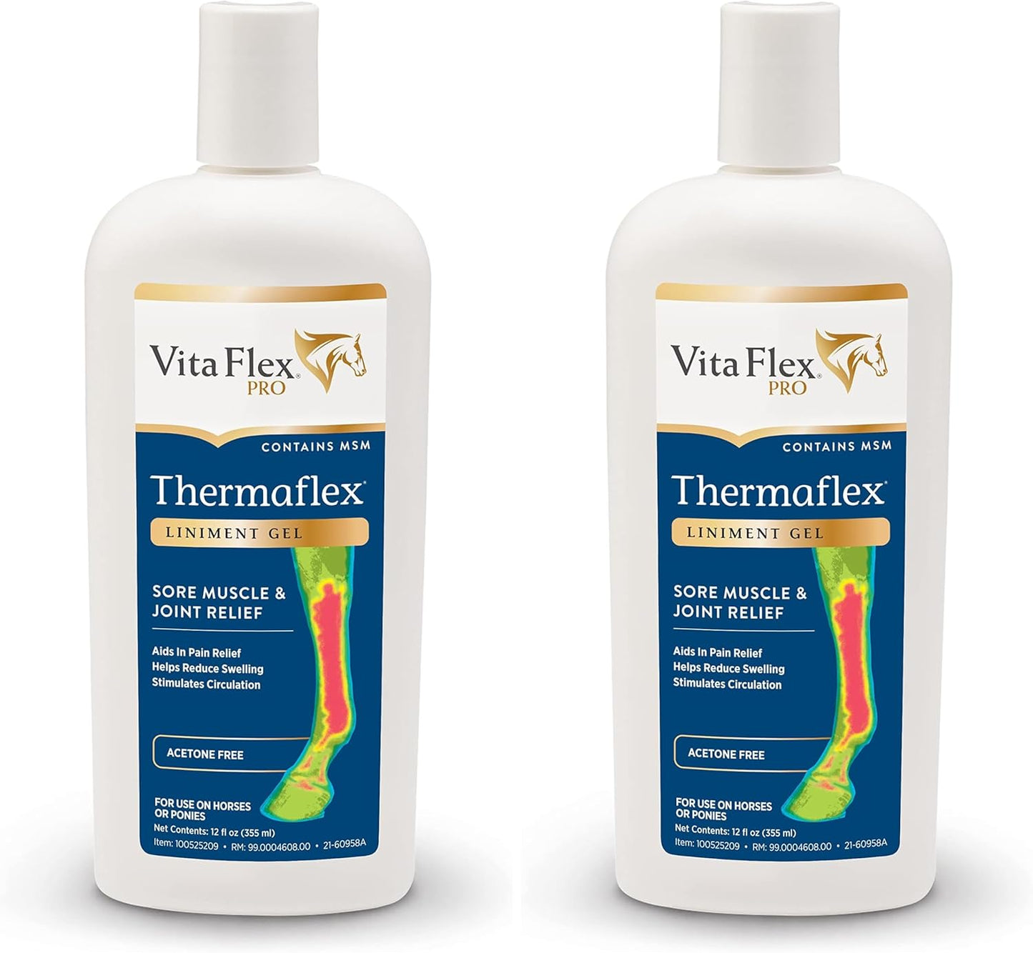 Vita Flex Thermaflex Liniment Gel for Sore Muscles and Joint Relief in Horses 12 Fluid Ounces (Pack of 2)