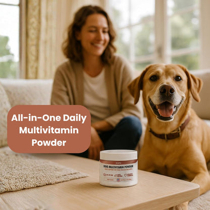 Kopo Dog Multivitamin Powder - All in One Organic Natural Vitamins for Dogs All Breed Sizes - Wellness, Heart, Skin & Coat, Gut Health, Digestion, Immune System, and Hip & Joint Supplement for Dogs