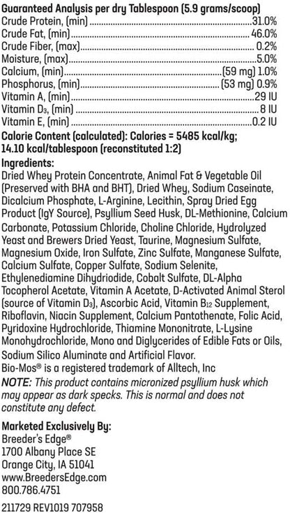 Breeder's Edge Foster Care Canine Milk Replacer Powder, Complete Nutritional Supplement for Puppies & Dogs, Supports Healthy GI & Immune System, Easy to Mix Formula, 12 oz