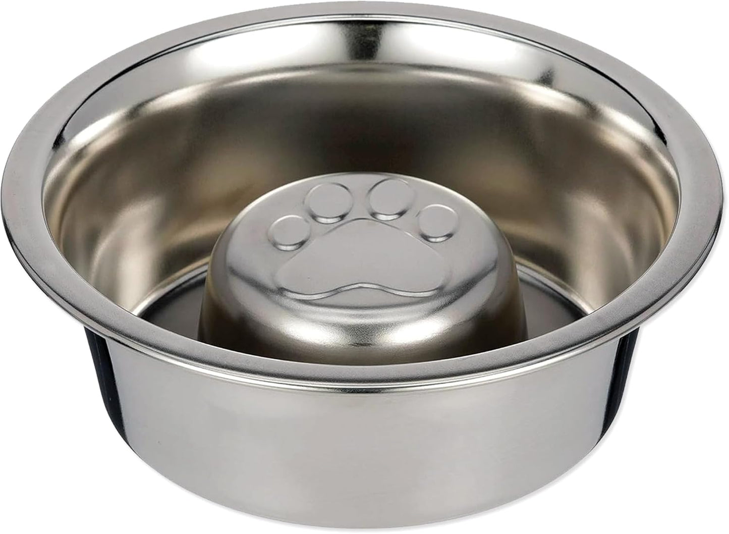 Palz&Co Slow Feed Reversible Stainless Steel Food and Water Bowl for Small Dogs and Cats, Promotes Healthy Eating and Mental Stimulation (Medium 16 Oz)