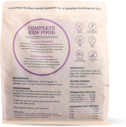 King Lou Pets - Human Grade Raw Food for Dogs and Cats - Complete Meal for Pets - Freeze Dried Lamb Recipe - 14oz