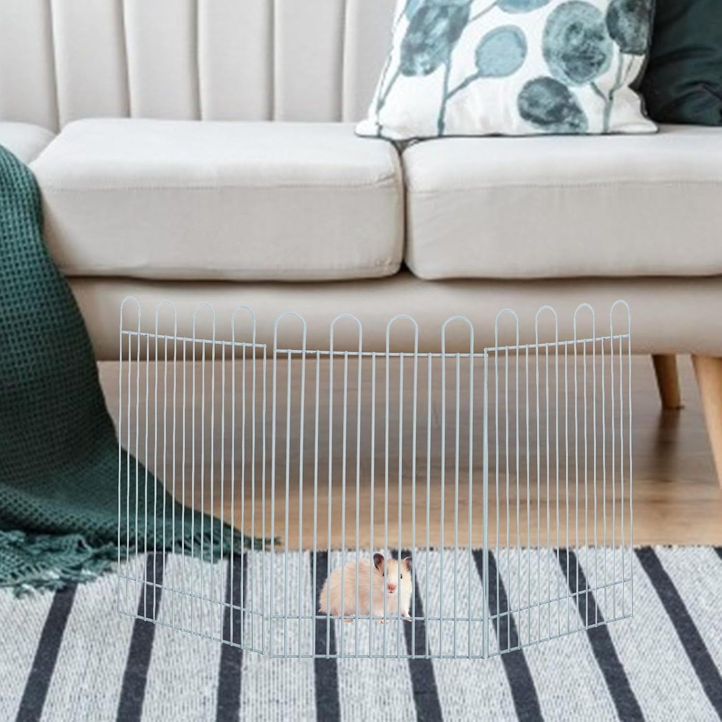 Small Animals Playpen 12-Panel Nylon Pet Fence with Snap Lock, Metal Frame Activity Pen for Hamsters and Bunnies Indoor Exercise and Isolation