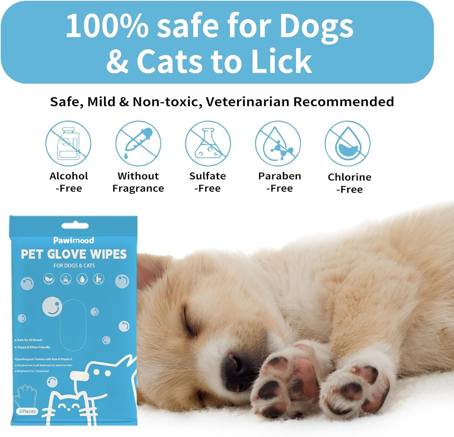 Hypoallergenic Pet Grooming Wipes for Dogs & Cats - Coconut Oil Cleaning & Deodorizing Bathing Wipes with Hydrating Formula for All Body Parts,Dog Cleaning Wipes Remove Odor (3 Pack)