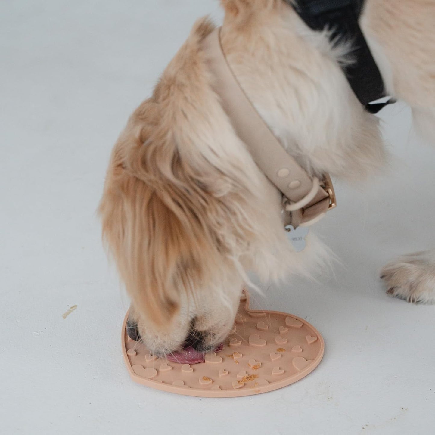 Enrichment Lick Mat: Blush Pink Heart - Grooved Silicone Dog Feeding Dish, Spread Food Or Treats onto The Mat, Pet Soothing, Suction Back