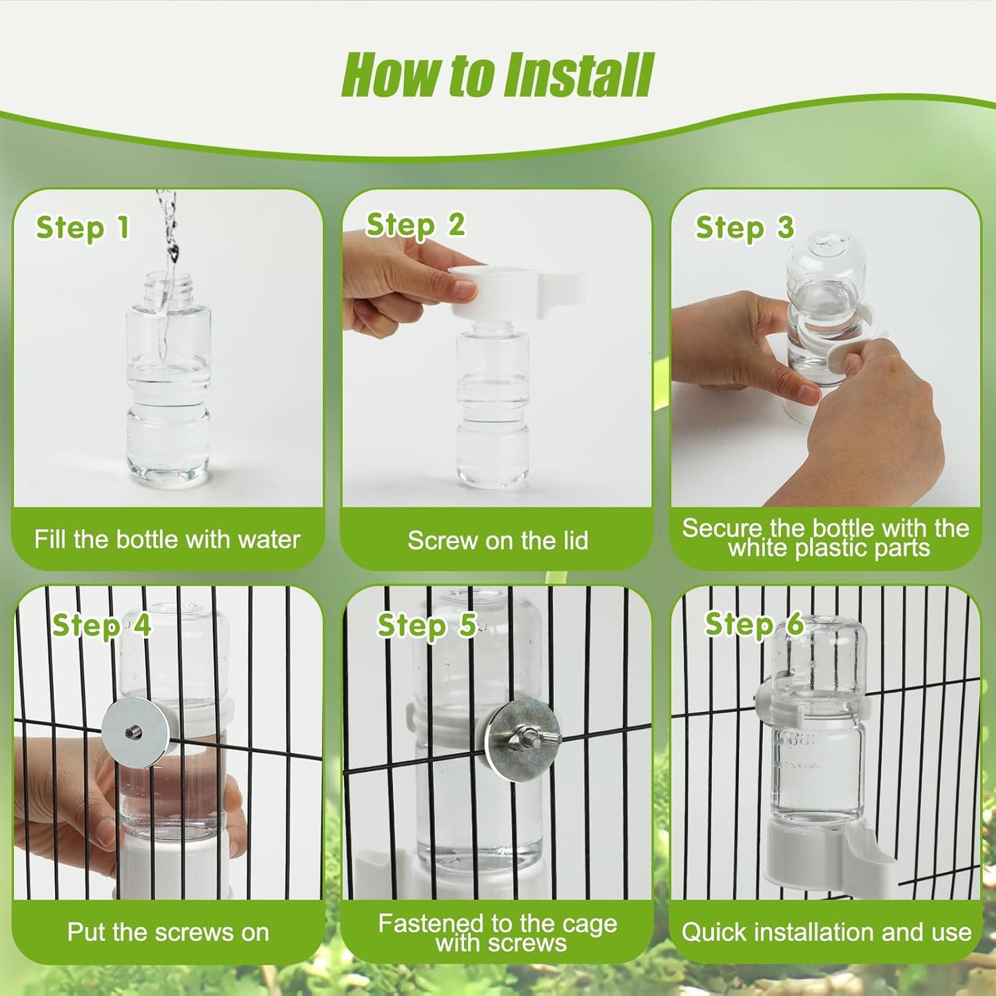 BWOGUE 2PCS Automatic Bird Water Dispenser, 4.73 Fl Oz Parakeet Water Dispenser for Cage No Mess Suspended Bird Water Feeder for Cockatiel Budgie Conure Lovebirds