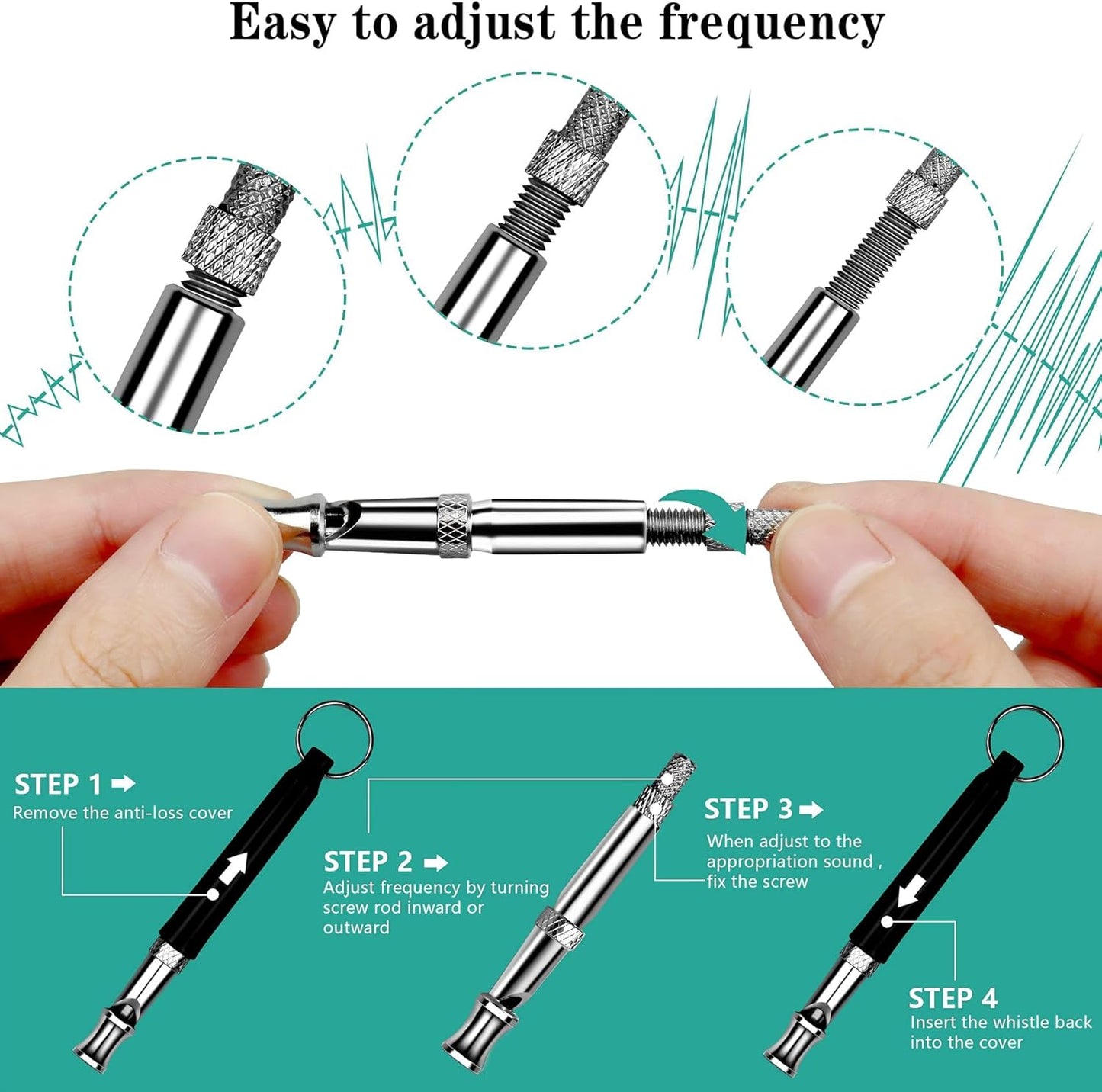 2 Pack Dog Whistle, Dog Whistle to Stop Barking Neighbors Dog, Adjustable Ultrasonic Silent Dog Whistle, Professional Recall Dog Training Whistles, with Lanyard (Black and White)