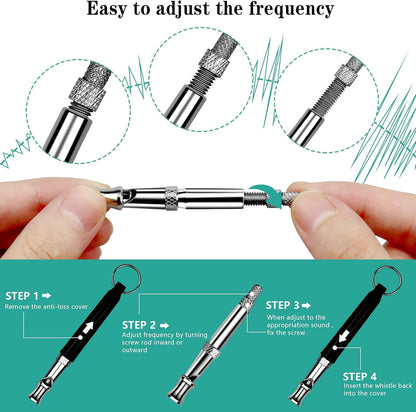 2 Pack Dog Whistle, Dog Whistle to Stop Barking Neighbors Dog, Adjustable Ultrasonic Silent Dog Whistle, Professional Recall Dog Training Whistles, with Lanyard (Black and White)