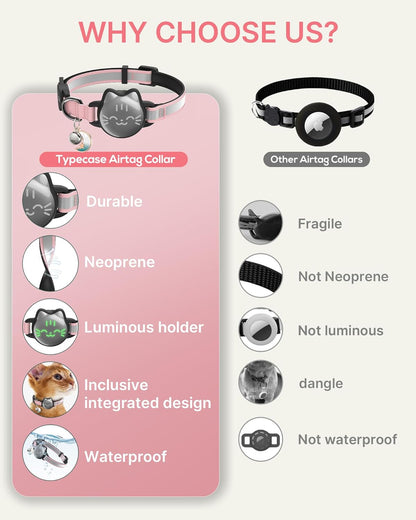 Cat Collar with Airtag Holder, Breakaway Cat Airtag Collar with Reflective Strap, Lightweight Kitten Collar for Apple Air tag, Hidden GPS Tracker Holder for Boy Girl Cats, Kittens, Puppies (9-13")