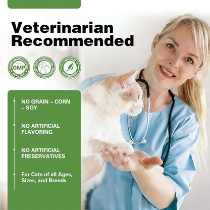 Hairball Treatment for Cats - Cat Hairball Remedy - Supports Skin & Coat, Digestion, Cat Furball Treatment, Helps Eliminate and Prevent Hairballs for Indoor Cats and Kittens(Cat Grass Flavor)