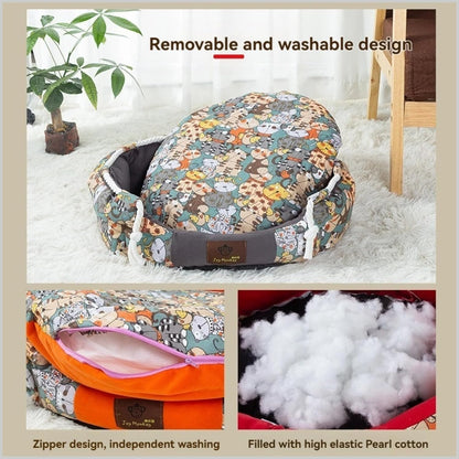 Large Cute Orthopedic Round Plush Cat & Dog Bed Pet Sofa Washable Cushion Durable Breathable Comfort with Non-Slip Bottom All Season Cozy Pet Mat (Orange,X-Large)