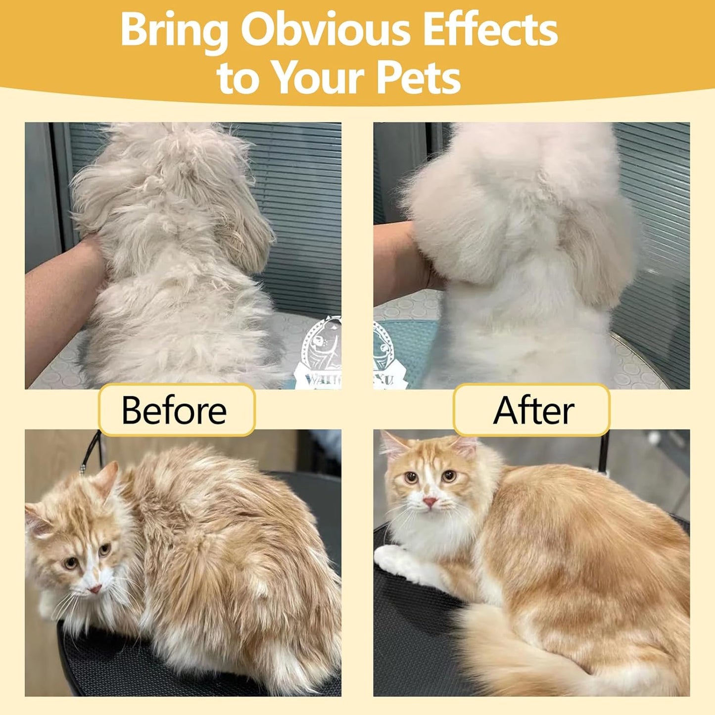 Waterless Shampoo for Cat & Dog with Honey & Shea Butter, No Rinse Dry Pet Shampoo Waterless for All Fur, Cleaning & Removes Odors, Conditioning & Anti-Tangle, Moisturizing Skin