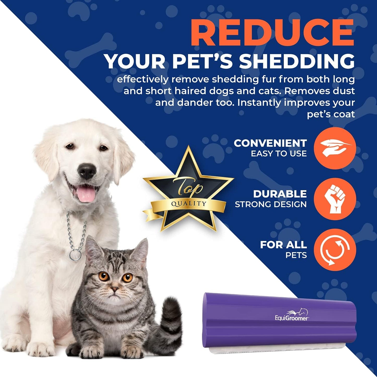 EasyGroomer Deshedding Brush for Dogs Cats | Purple | Undercoat Tool for Large and Small Pets | Comb Removes Loose Dirt, Hair and Fur | Perfect Clean for Short and Long Hair Grooming Shedding