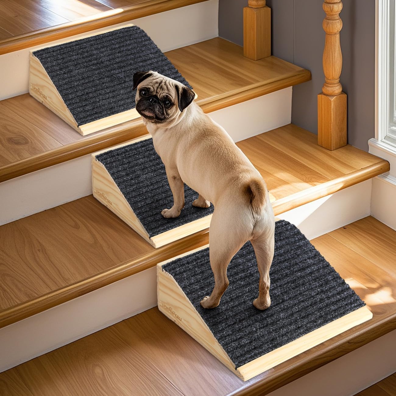 Dog Ramp for Stairs, Non-Slip Dog Stairs, Low-Angled Pet Ramps for Small Dogs and Cats, Medium Dogs, Step and Stair Assist for Injured and Older Pets, 2 Pack