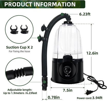 Coospider 3.8L Reptile Fogger Mister, Quiet Reptile Humidifier for Reptiles Tank, Terrarium Humidifiers with Extended Tube, Automatic Reptile Misting System for Reptiles Amphibians Herps Vivarium