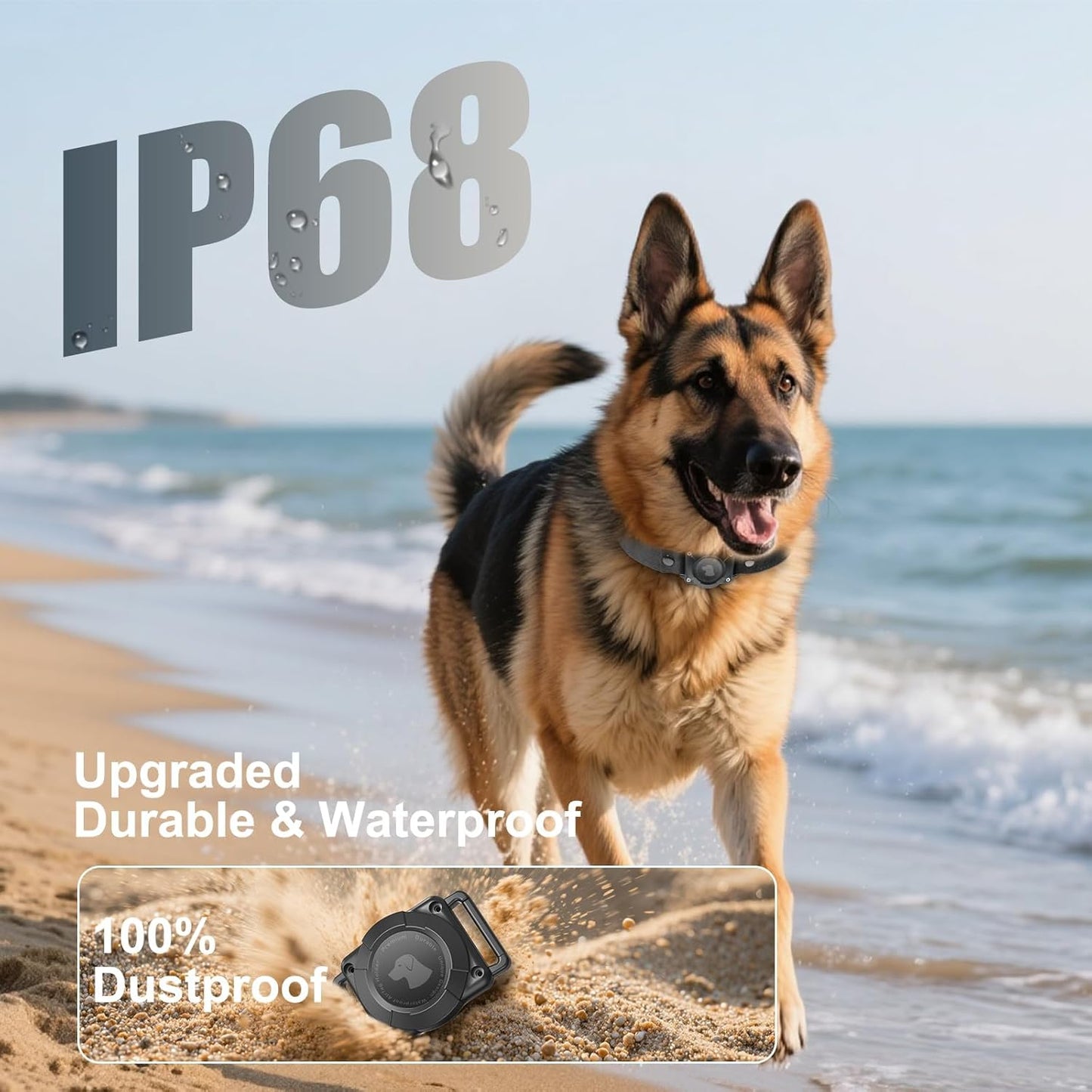 Leather AirTag Dog Collar - IPX8 Waterproof Dog Collar with AirTag Holder|Reflective, High - End, Adjustable Soft Padded |Dog GPS Collar Tracker Fit for Medium Large Dogs (Black, XL)