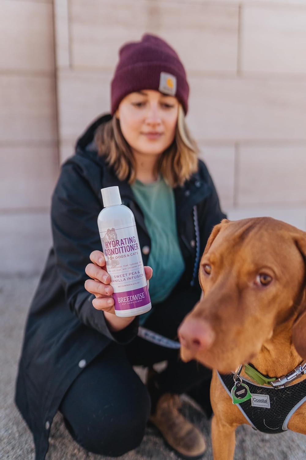 Dog & Cat Conditioner | Moisturizing Hypoallergenic Formula for Soft, Shiny Coat | Sweet Pea & Vanilla | 12oz Bottle - Made in USA - Breedwise