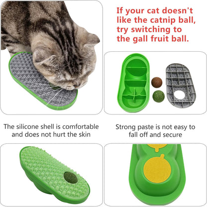 2 Pcs Catnip Toys Balls That Stick on Wall,Cat Toy Ball, Catnip Wall Balls for Cats Lick,Cat Face Scratchers, Cat self Groomer for Indoor Cats, Corner Brush