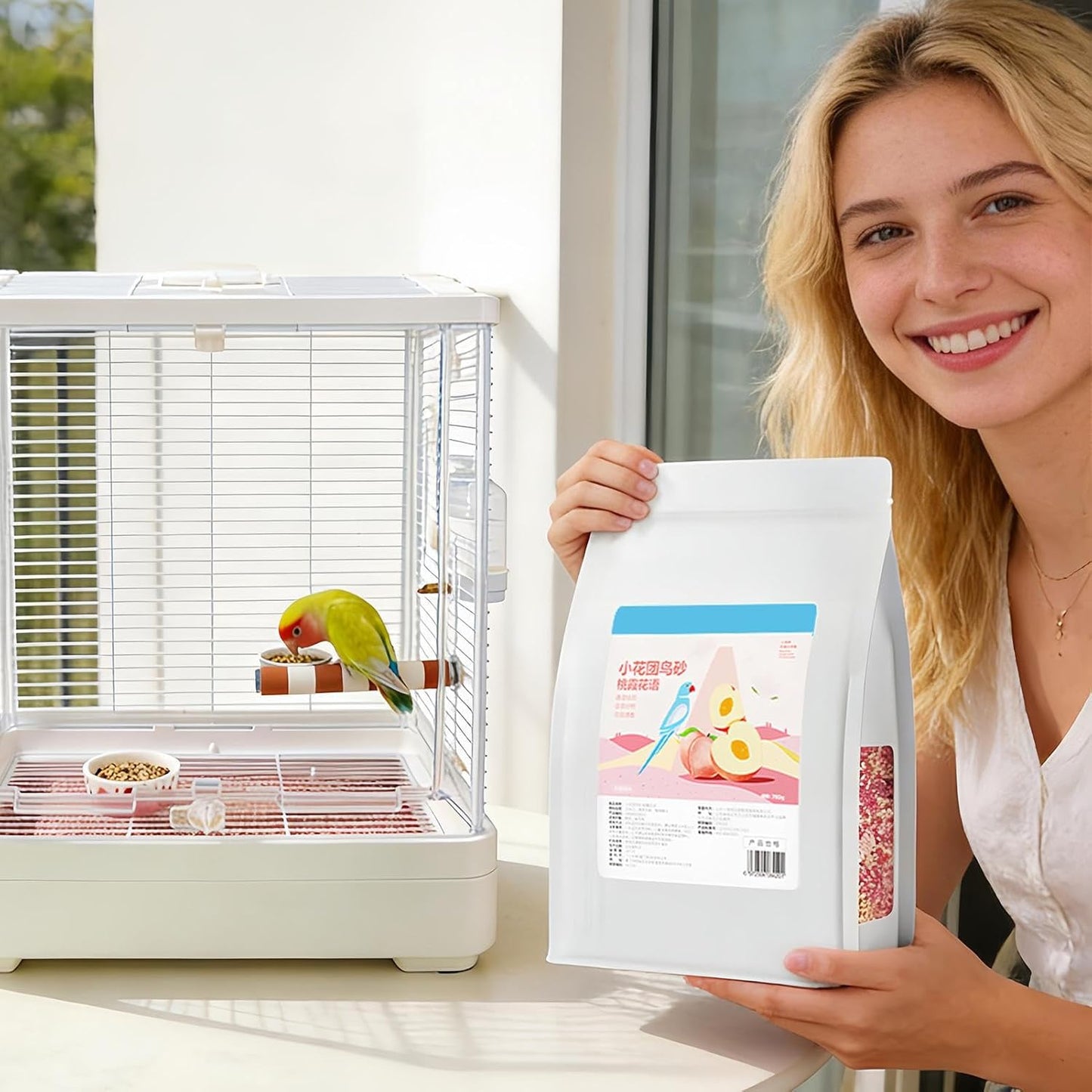 Bird Bedding for Cage - Bird Nesting Odor Control Litter Sand - Cage Odor Control Bedding - for Conure Parakeet Cockatoo Lovebird Canary Cockatiel