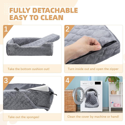 Large Dog Car Seat for 2 Medium Dogs Under 100 lbs, Washable Dog Bed, Detachable Pet Booster with Storage Pockets and Leashes for Back Seat, Fully Detachable and Washable with Thick Cushion