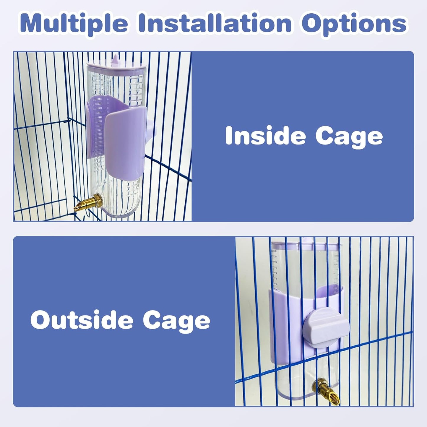 PINVNBY Bird Water Dispenser 9.47 Fl Oz Automatic Parrot Water Feeder Suspended Water Dispenser Bird Cage Accessories for Parakeet Budgie Lovebird Cockatiel Finch (Purple)