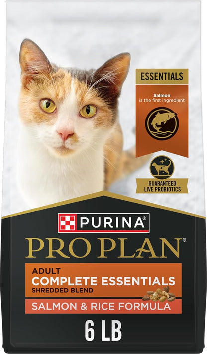 Purina Pro Plan Complete Essentials Shredded Blend Salmon and Rice Formula Adult High Protein Cat Food - 6 lb. Bag