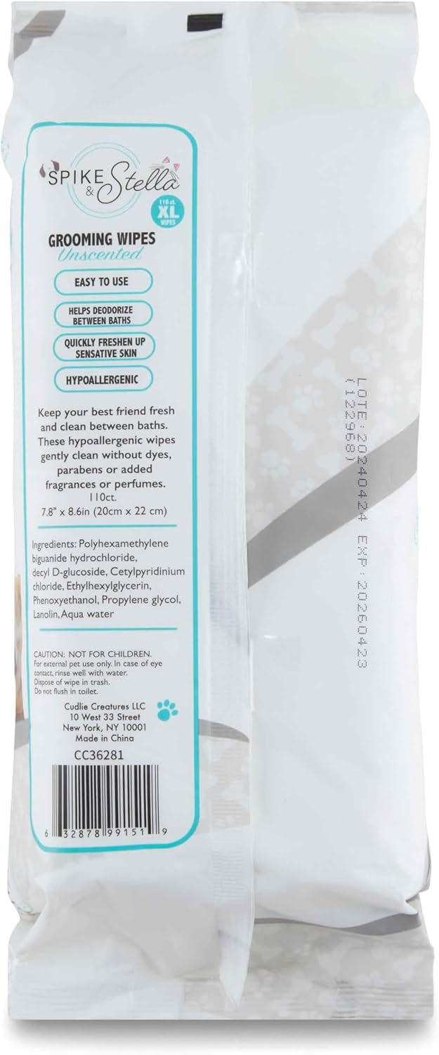 110 Pack Pet Grooming Wipes - Large & Extra-Large Sizes - Lavender, Aloe, & Unscented Variations - Hypoallergenic & Extra Durable - Perfect for Dogs & Cats, 8.6"x7.8"