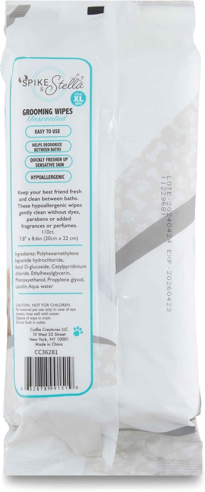 110 Pack Pet Grooming Wipes - Large & Extra-Large Sizes - Lavender, Aloe, & Unscented Variations - Hypoallergenic & Extra Durable - Perfect for Dogs & Cats, 8.6"x7.8"