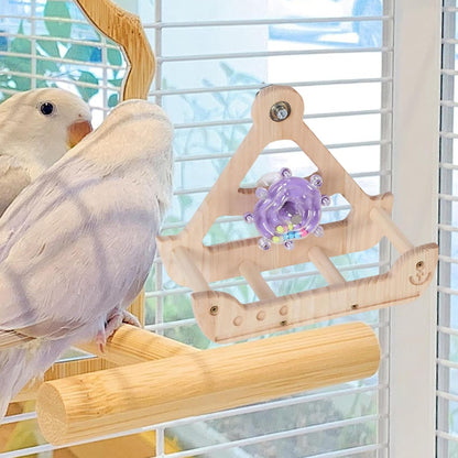 Bird Perch Toy,Wooden Hangable Swing - Bird Toys - for Pets Hummingbirds Backyard Play Enrichment Exercise Climbing Foraging