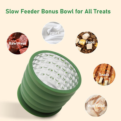 Silicone Slow Feeder Dog Bowl Frozen Dog Treat Holder for Puppy Small & Medium Dogs 20oz Capacity
