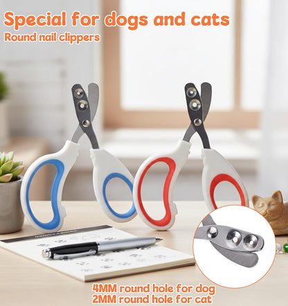 2Pcs Pet Nail Clippers, 2Pcs Kitten Nail Clipper with Guard for Cats Dogs Small Animal Claws Trimmer Ideal for Bearded Dragon Cats Rabbit, Non-slip Handle & Stainless Steel Blades, Safe & Easy to Use