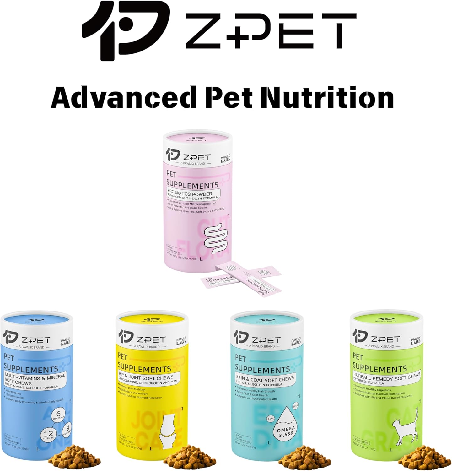ZPET Probiotics Powder for Dogs & Cats – 5th-Gen Microencapsulation with 3 Patented Strains – Gut Health & Digestive Support – Helps with Diarrhea, Stool Odor & Appetite – 100g (5g×20 Piuches)