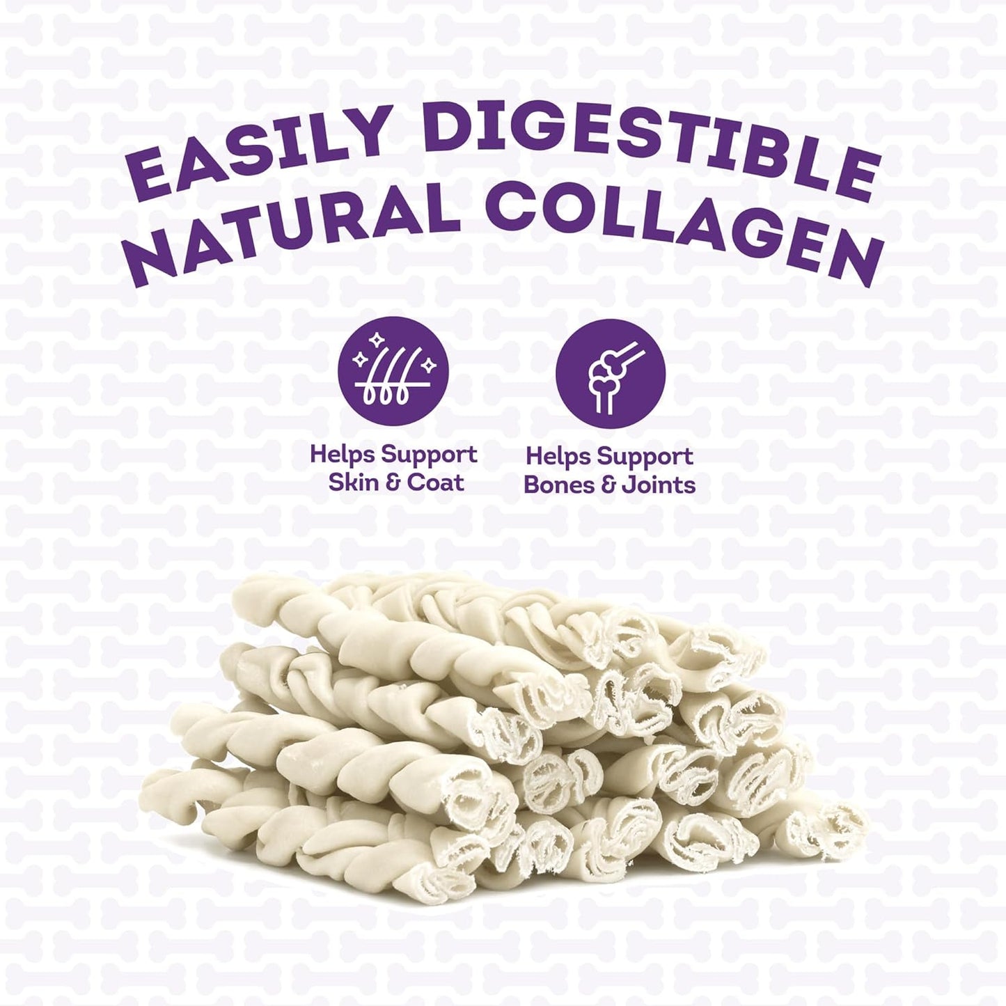 USA Collagen Braids 6-7" Dog Chew Treats - Natural Flavor, 6 Count/1 Pack