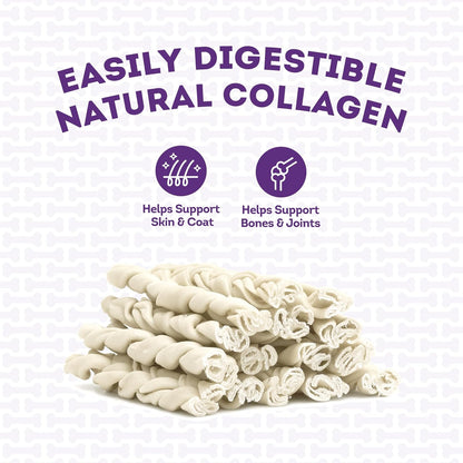 USA Collagen Braids 6-7" Dog Chew Treats - Natural Flavor, 6 Count/1 Pack