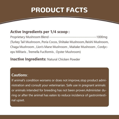 Turkey Tail Mushroom for Dogs, Organic 10 Mushroom Blend for Lumps and Bumps, Dog Herbal Supplements Probiotic with 50% β-Glucan, Joint Gut Immune Skin Support-60 Day Supply