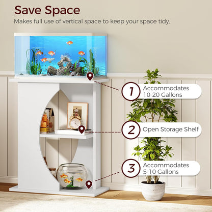 40-50 Gallon and 10-20 Gallon Fish Tank Stand Bundle, Wooden Aquarium Stand with 3-Tier Storage Shelves, Heavy Duty Turtle Reptile Terrarium Tank Stand for Home Office, FTWT60E01-FTWT7601