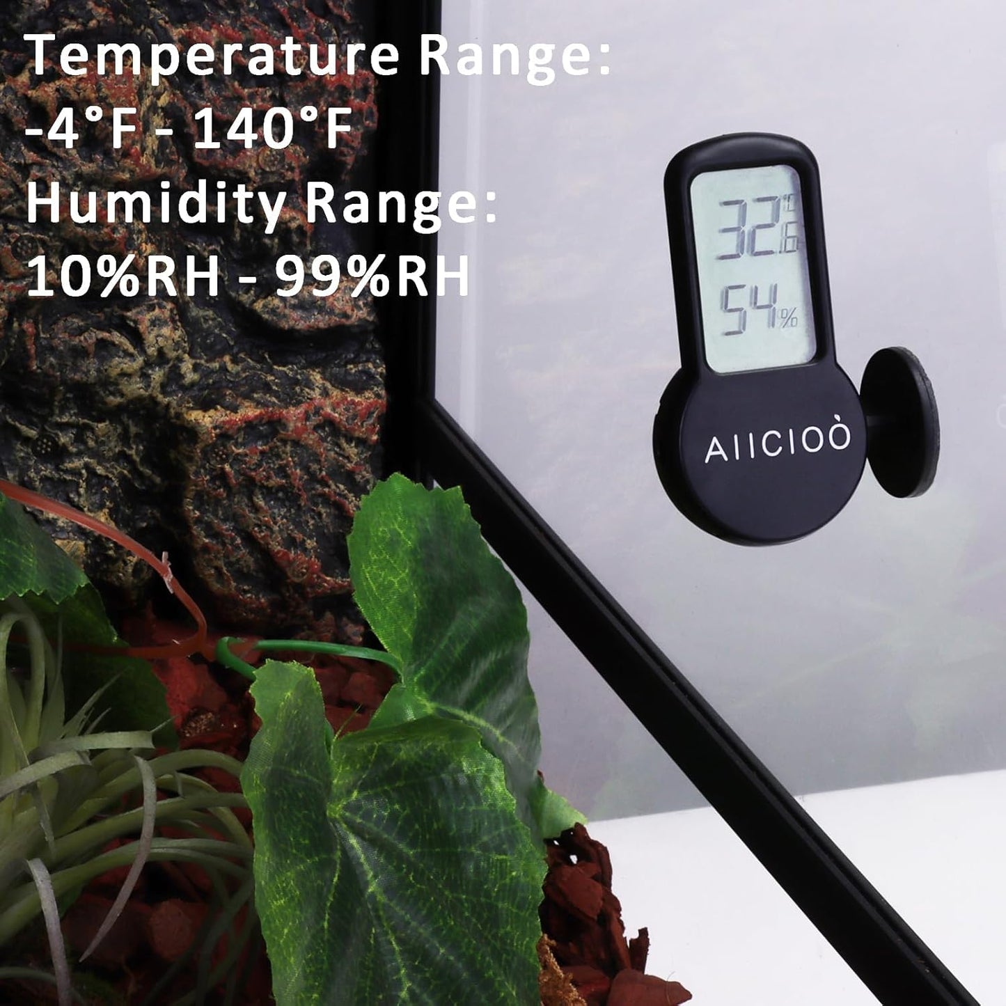 Reptile Thermometer and Humidity Gauge for Reptile Heat Pad - Digital Terrarium Thermometer Hygrometer for Reptile Tank Temperature Gauge for Bearded Dragon Tortoise Lizard Snake Crested Gecko 2 Pack
