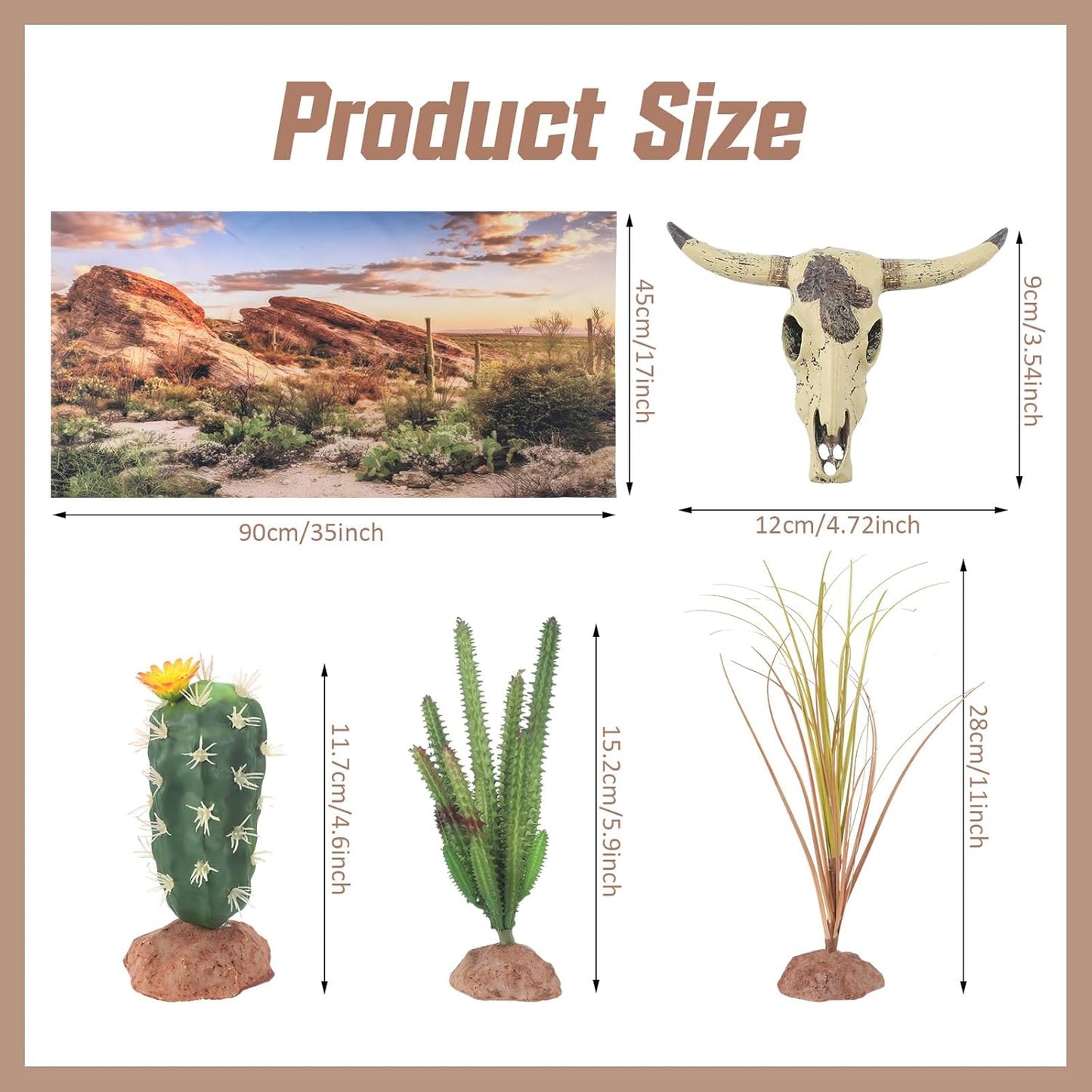 Bearded Dragon Tank Background 35 x 17 Inches Reptile Habitat Terrarium Background Blue Sky Cactus Sun and Desert Rain Forest Plant for Lizard Chameleon Gecko Snake Amphibian Terrarium Decor