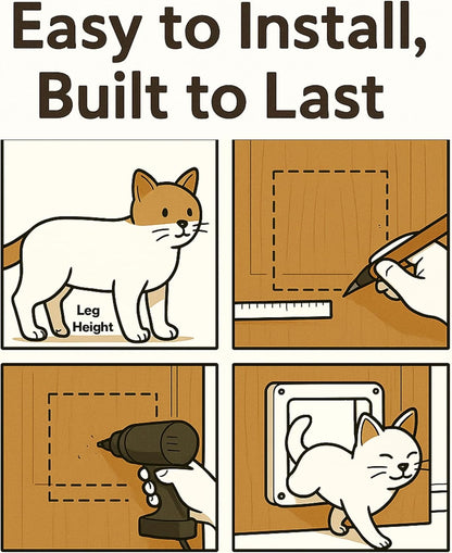 Extra Large Cat Door with 4-Way Lock (Outer Size 11"x9.8"), Weatherproof Flap for Cats & Small Dogs up to 25.5 lbs, White