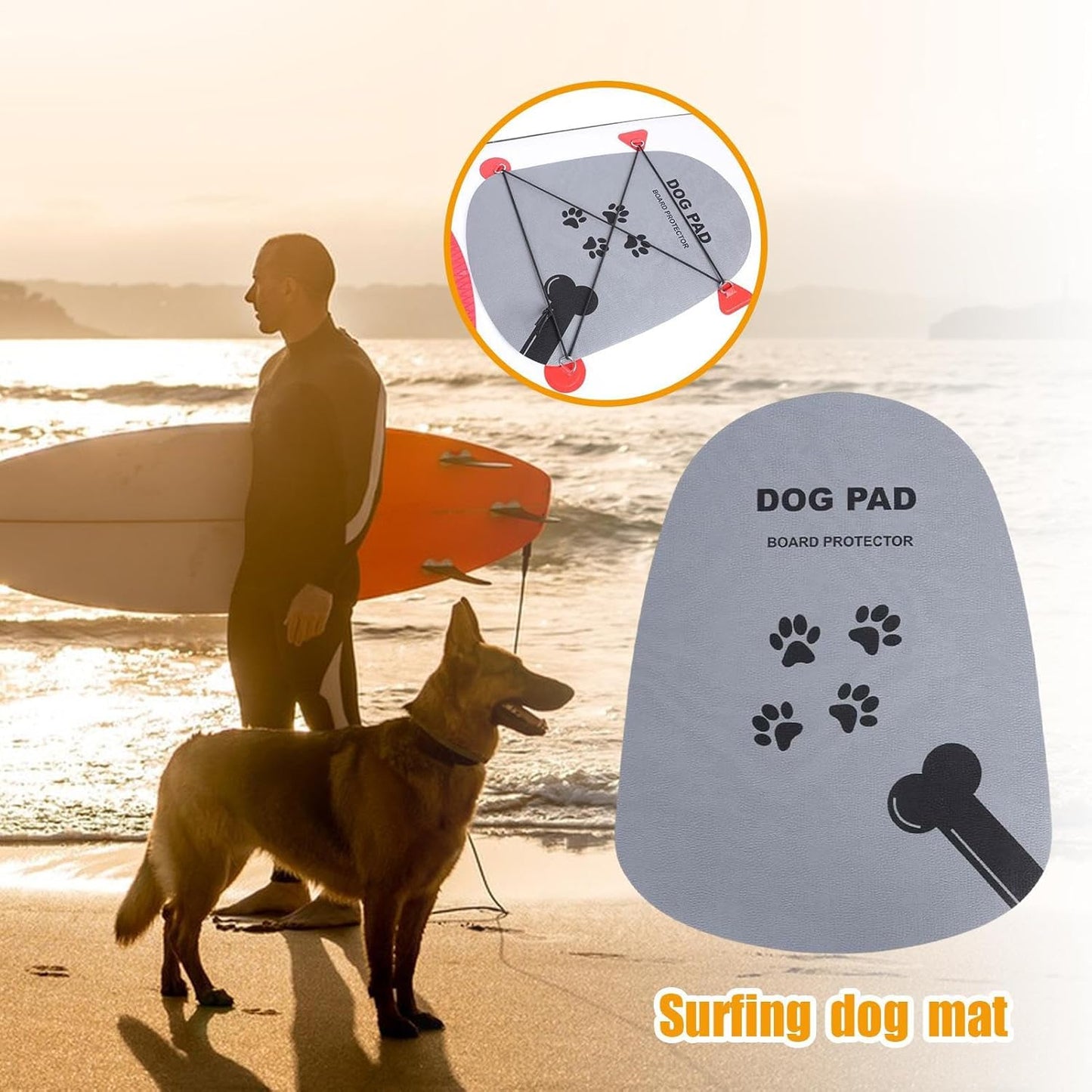 Surfing Dog Mat – Anti-Slip Paddleboard Mat For Dogs, Surfboard Grip Deck Pad | Waterproof EVA Dog Surf Pad With Strong Adhesive Backing, Durable Pet Traction Mat For Canoe Kayak Paddling