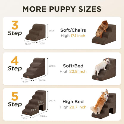 Joydeco Dog Stairs for Bed 22.8" H, 4-Step Pet Steps for Small Dogs and Cats, Dog Steps for High Bed, Non-Slip Balanced Ramp Indoor Pet Stairs,