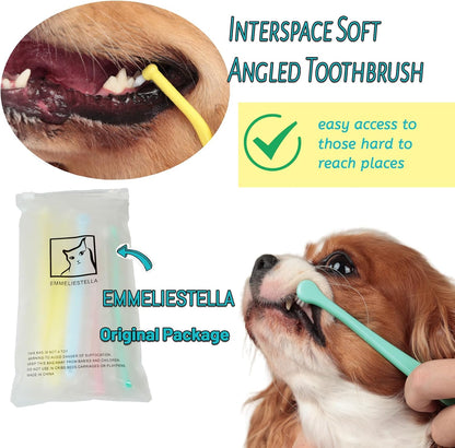 E.M&S.T by Emmeliestella Small Dog & Cat Toothbrush Micro Head, Cat Dental Care, Pets Toothbrush, Oral Hygiene, Easy to Handle, Deep Clean, Soft Bristles, Multi-Angle, Round&Pointed Toothbrush, 5 PCS