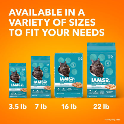 IAMS Proactive Health Indoor Weight Control & Hairball Care Adult Dry Cat Food, Chicken & Turkey Recipe, 7 lb. Bag